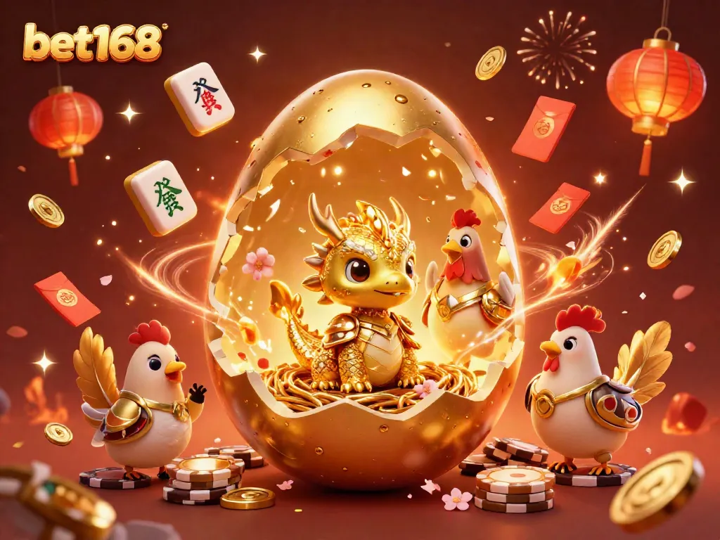 Experience the thrill of bet168's gambling world with a stunning golden dragon illustration revealing excitement.