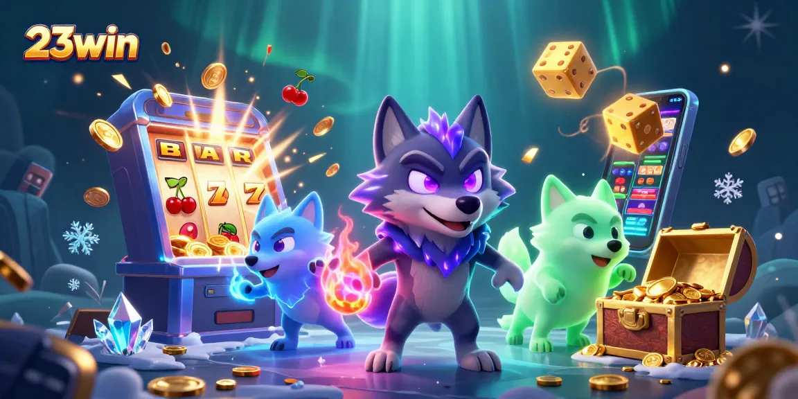 Experience thrilling wins at 23win with a vivid 3D casino scene bursting with excitement.