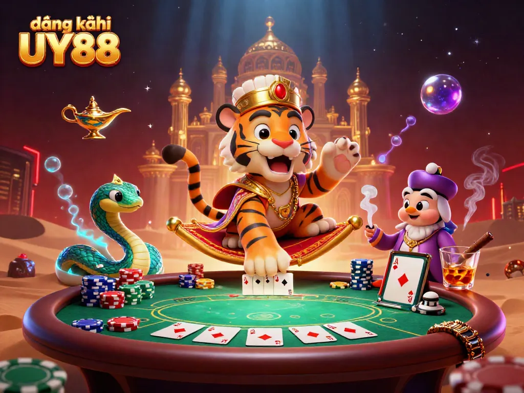 Engage with exciting online gaming at đăng ký UY88, featuring vibrant casino-themed 3D art.