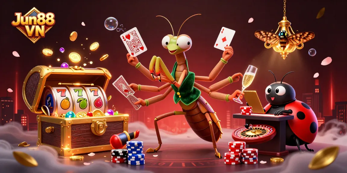 Engage in thrilling gameplay at Jun88 VN, showcasing vibrant casino elements and dynamic characters in action.