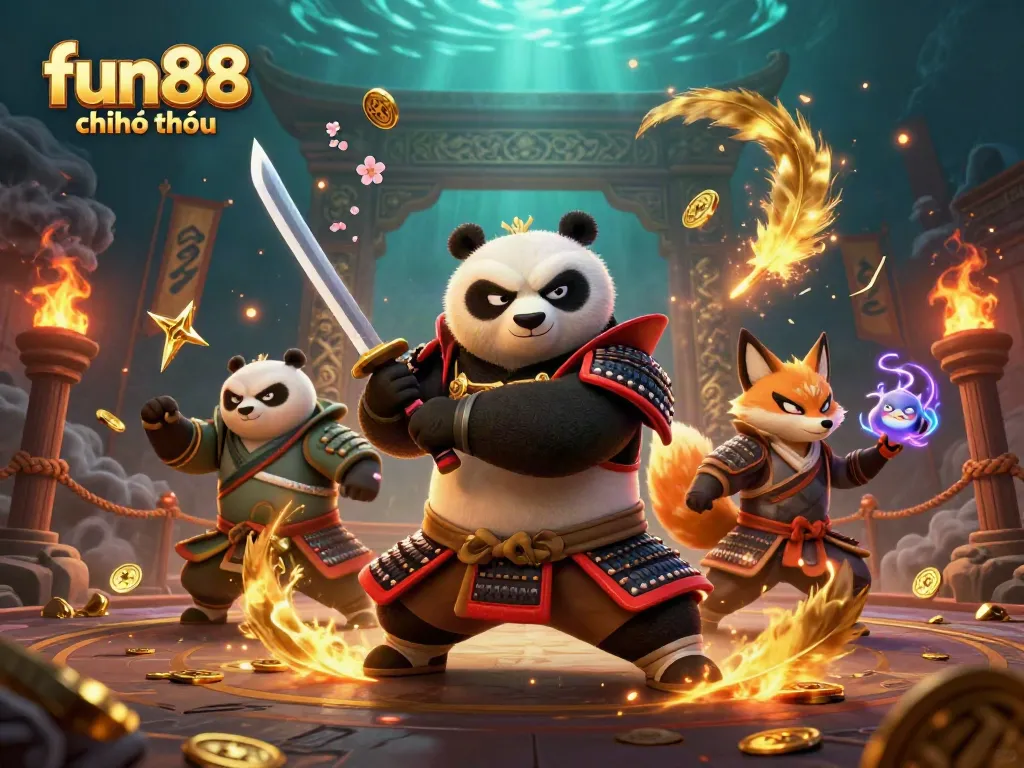Experience the excitement at fun88 chính thức with a dynamic 3D casino scene featuring brave characters and immersive gaming elements.