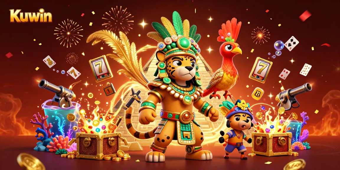 Kuwin's thrilling jackpot scene featuring vibrant 3D characters and dynamic casino elements.