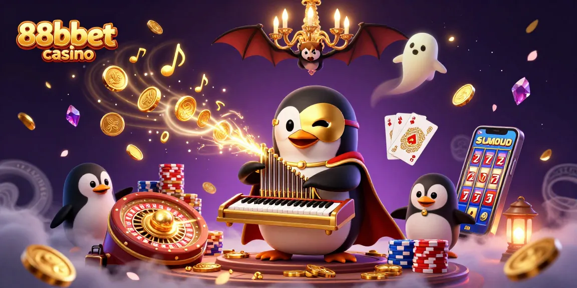 Experience the thrill of 88bbet casino with a vibrant scene of characters and game elements.