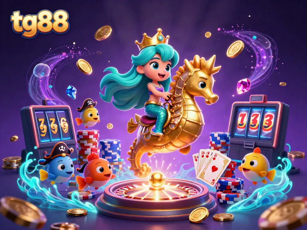 Experience gaming excitement at tg88 with vibrant characters and cascading treasures.