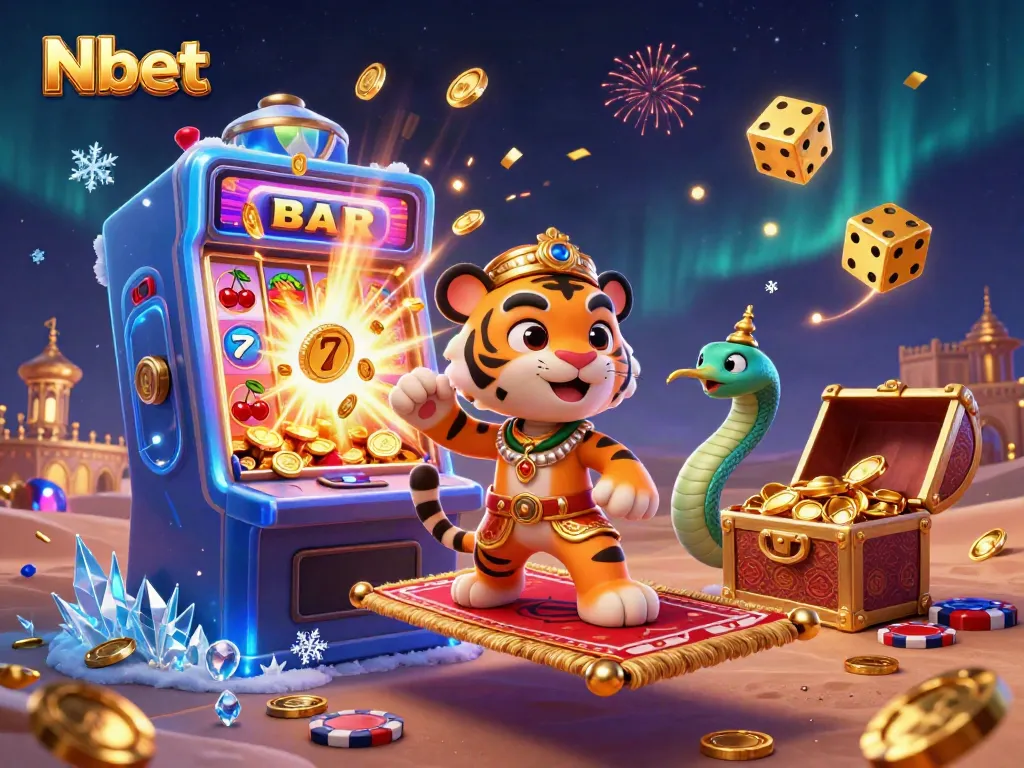 Nbet casino illustration showing a vibrant jackpot scene with characters and game elements.