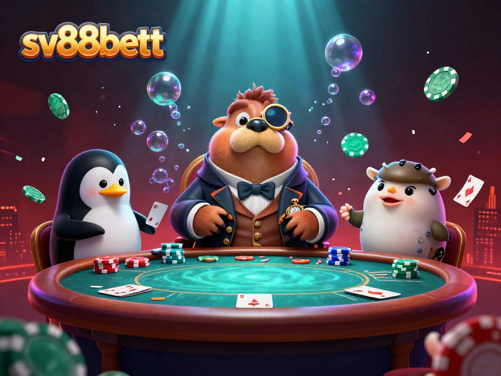 sv88bett players enjoy a thrilling underwater poker game with vibrant characters and elements
