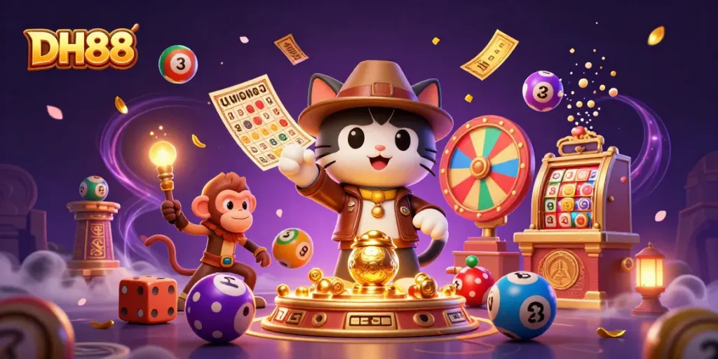 Explore the thrilling world of DH88 as a cartoon archaeologist cat discovers a golden casino artifact.