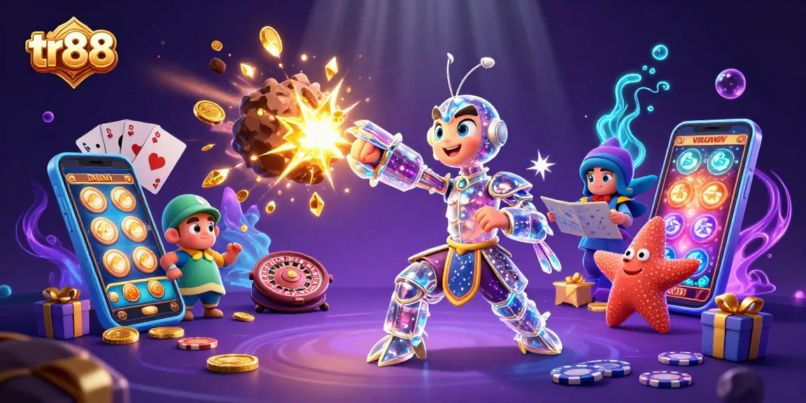 tr88 engages players with vibrant, dynamic casino gaming action featuring colorful slot games and coins.