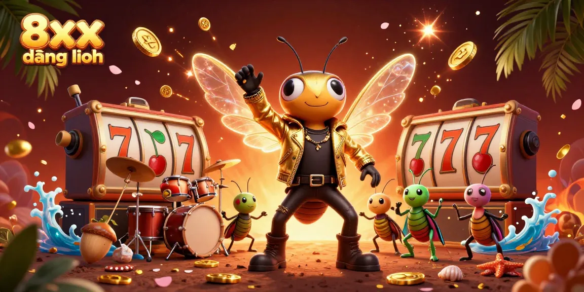 Engage in 8xx đăng nhập with a vibrant 3D casino experience featuring a cicada rock star.