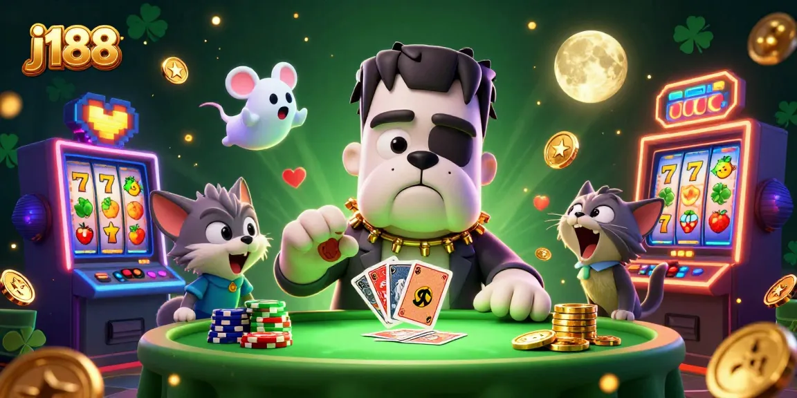 Play at j188 with a vibrant scene of 3D characters and rich slot gameplay elements.