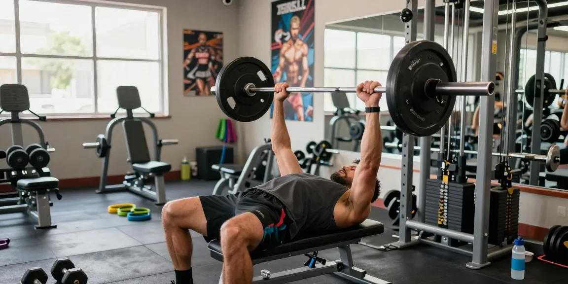 Anabolika Shop Deutschland zeigt einen Bodybuilder, der in einer hellen Fitnessumgebung Gewichte hebt und Stärke sowie Fitness symbolisiert.