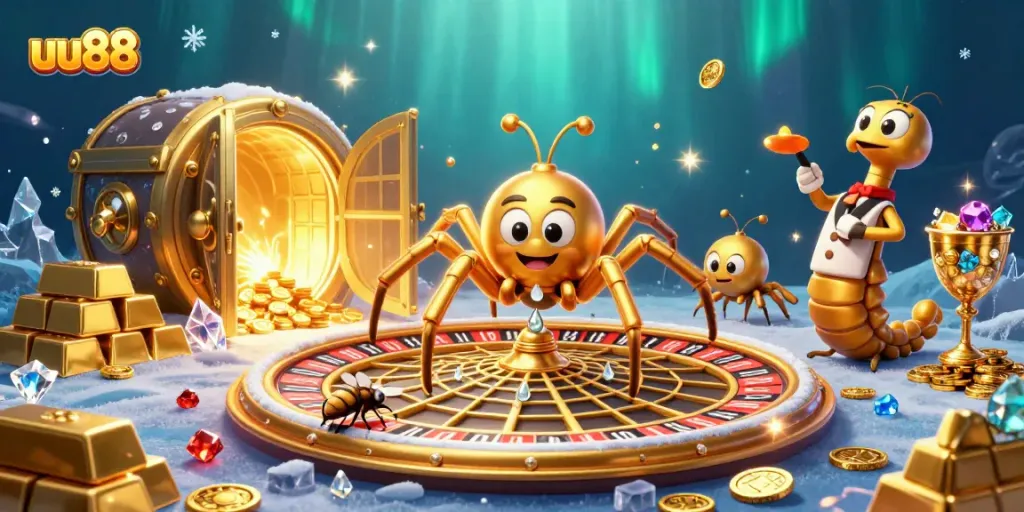 Experience thrilling casino action with uu88 in a vibrant roulette-themed 3D scene