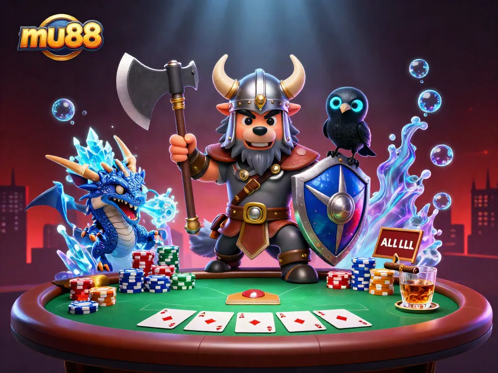 Engage with mu88’s thrilling poker action featuring bold Viking and dragon characters.