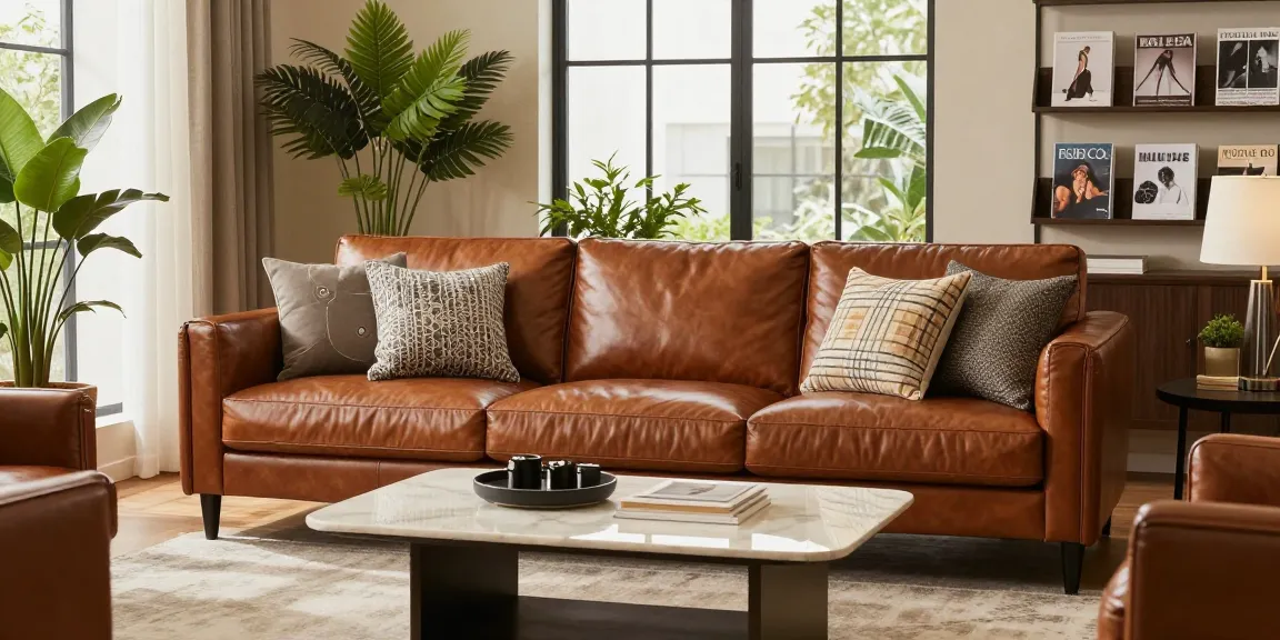 Baxter Sofa Händler Deutschland bietet luxuriöse Ledersofas in einem stilvollen Wohnzimmer-Setup an.