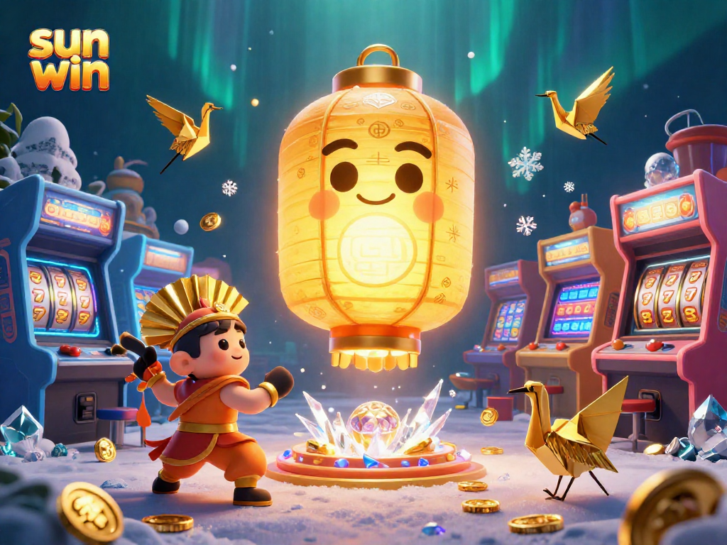 Experience exciting gameplay at sun win with glowing arcade machines and lucky symbols