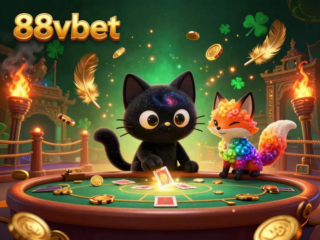 Experience the excitement of 88vbet with a cosmic casino illustration featuring captivating characters and dynamic elements.