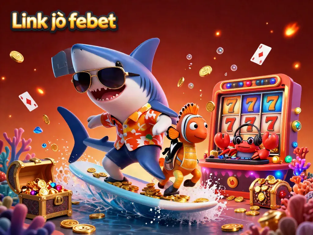 Engage with Link vào febet in a vibrant casino scene featuring dynamic characters and rich gaming elements.