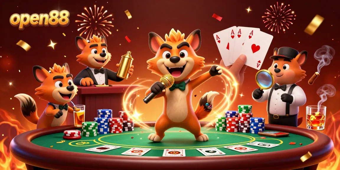 Experience the excitement at open88 with lively hyenas in a dynamic casino club scene.