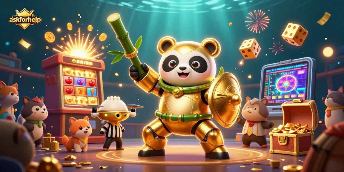 Experience thrilling jackpot excitement with askforhelp at a lively casino scene featuring a golden panda hero.