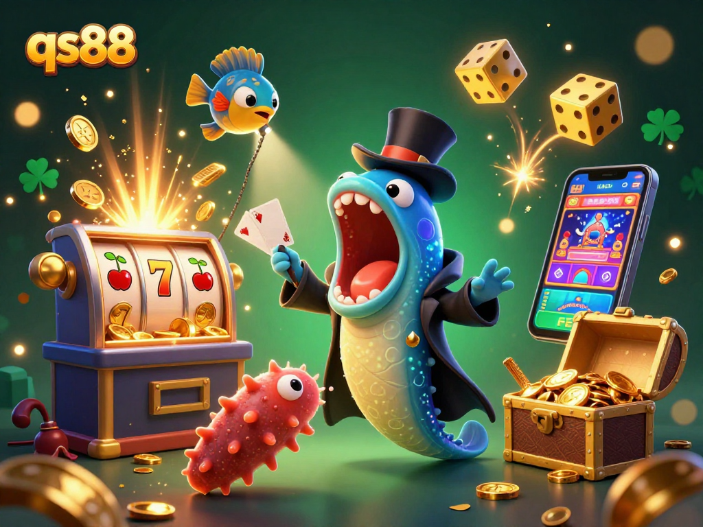 Experience the thrill of qs88 with a dazzling underwater casino magic show featuring 3D characters and casino elements.