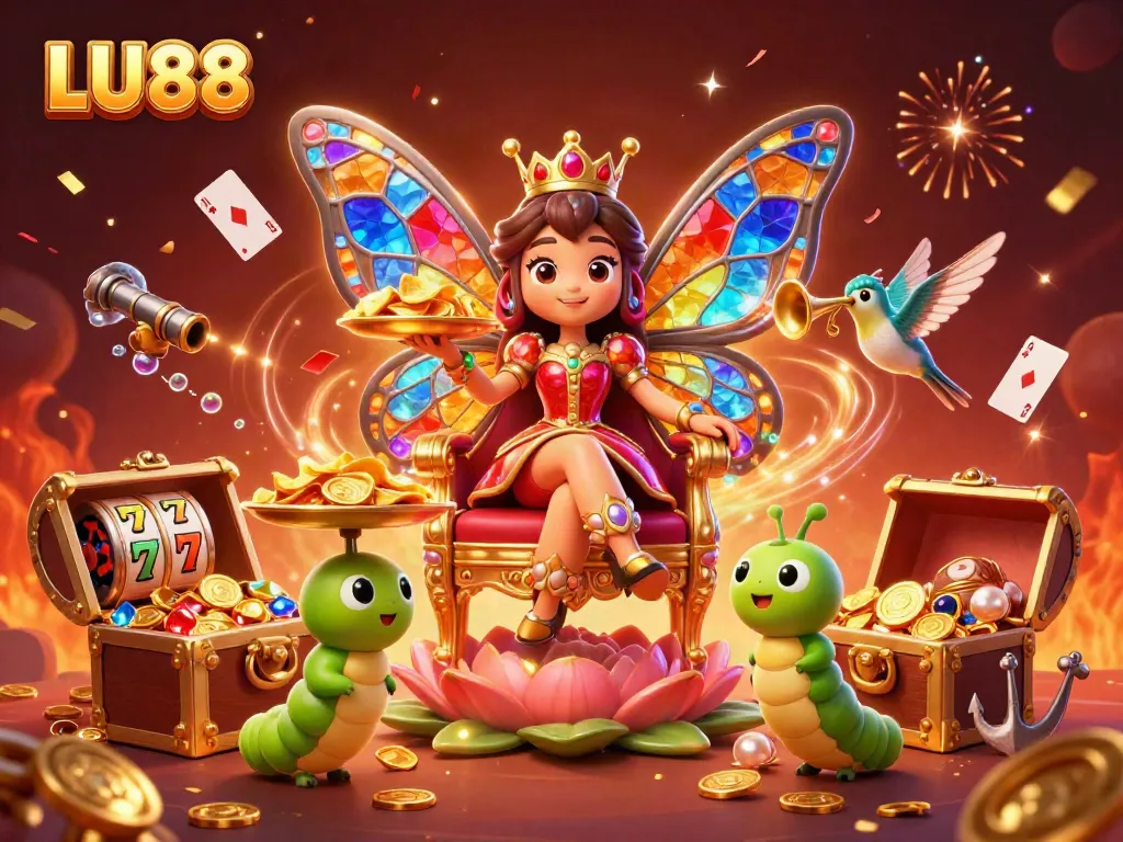 Play at LU88 with vibrant 3D casino characters in a celebration of gaming and rewards.
