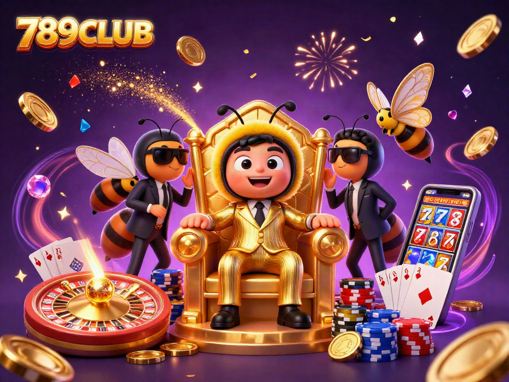 Win big at 789CLUB in a vibrant casino scene featuring a bumblebee mob boss.