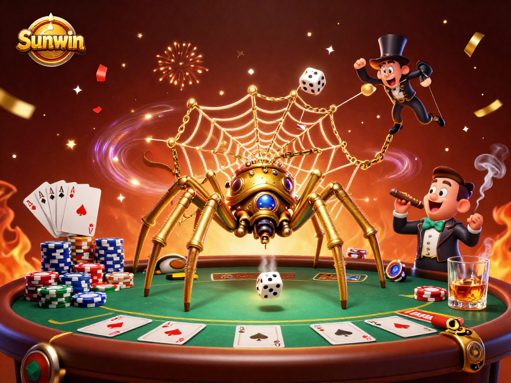 Experience thrilling moments with Sunwin at the steampunk casino filled with vibrant poker elements.