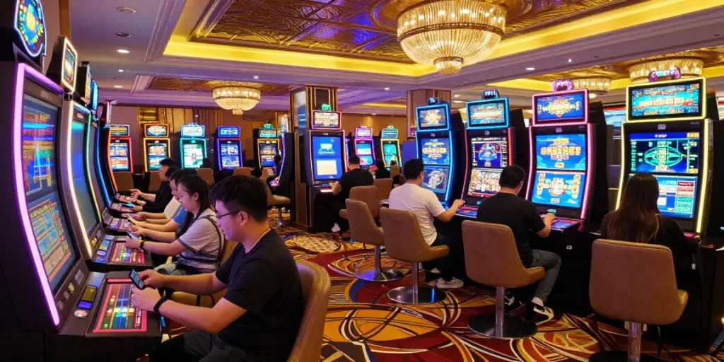 Helle Casino-Umgebung mit Spielern, die identification itsme casino Belgique für sichere Anmeldung nutzen