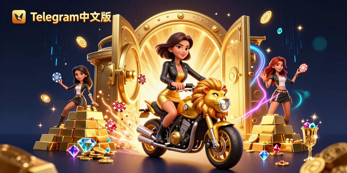 体验Telegram中文版的兴奋，配有华丽的刺激赌场冒险插图。