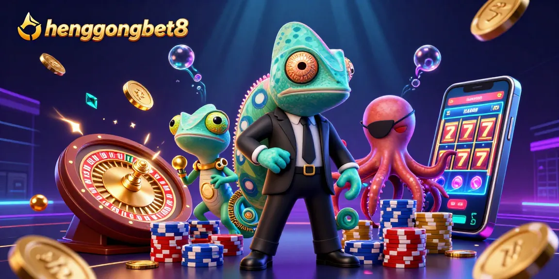 Engage in thrilling gameplay at hengongbet8 with a colorful 3D Casino scene displaying action-packed characters and game elements.