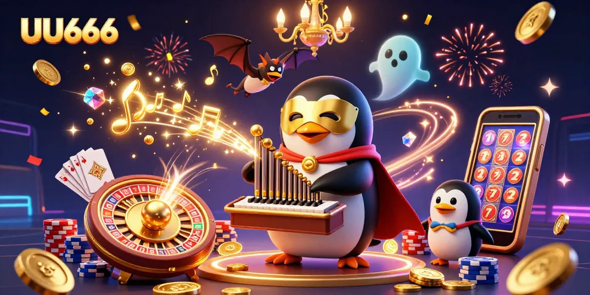 UU666 showcases a vibrant casino scene with cartoon characters and dynamic gaming elements.