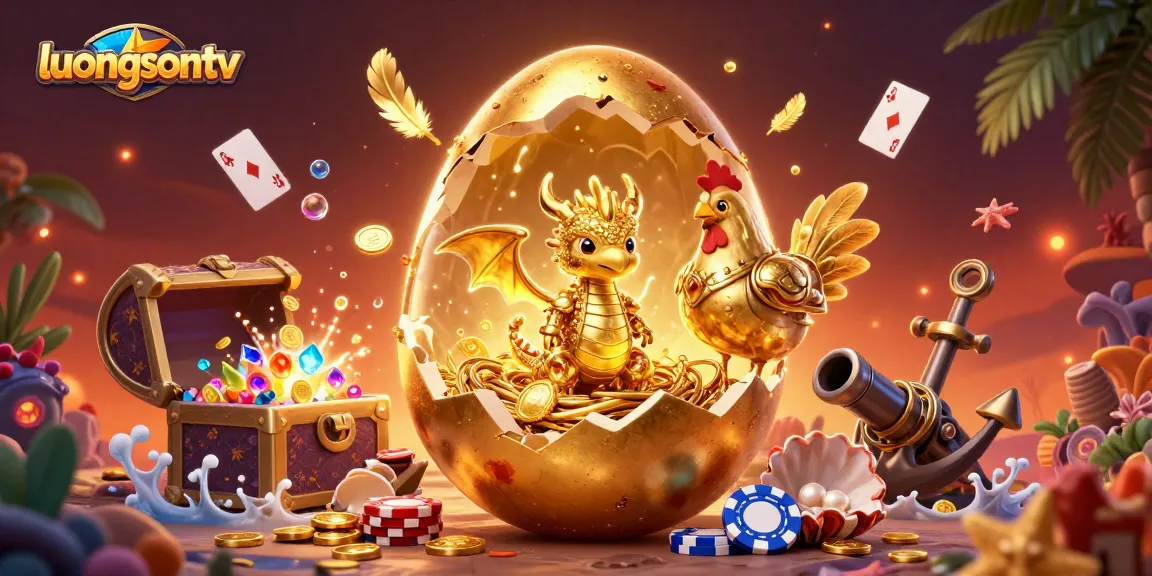 Experience the excitement of luongsontv as a golden dragon emerges from a poker chip nest.