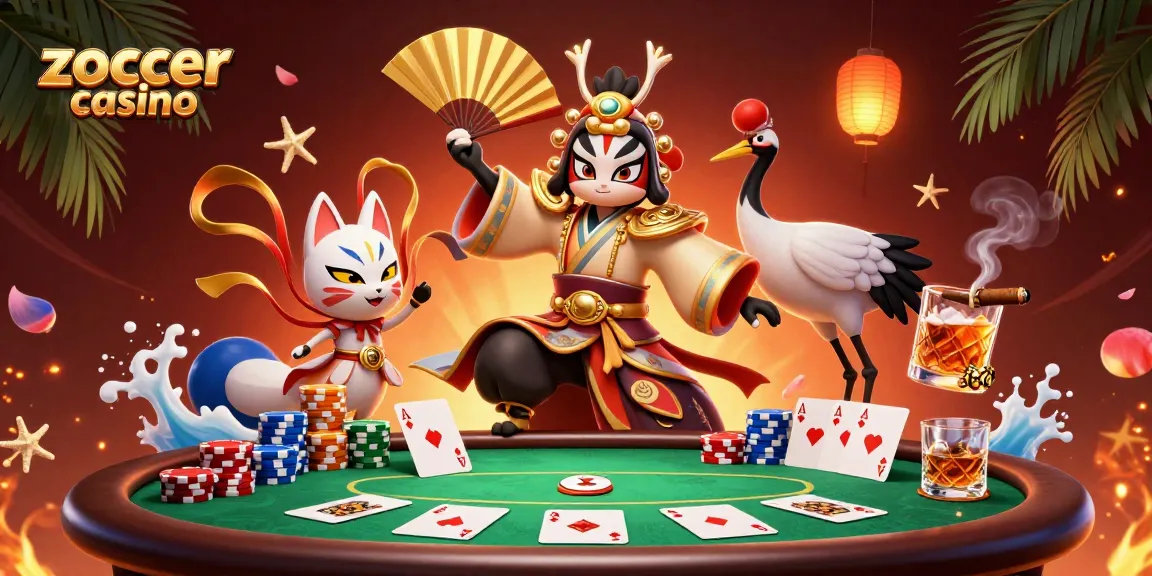 Experience the thrill of zoccer casino with dynamic poker action and characters in a vibrant 3D scene.