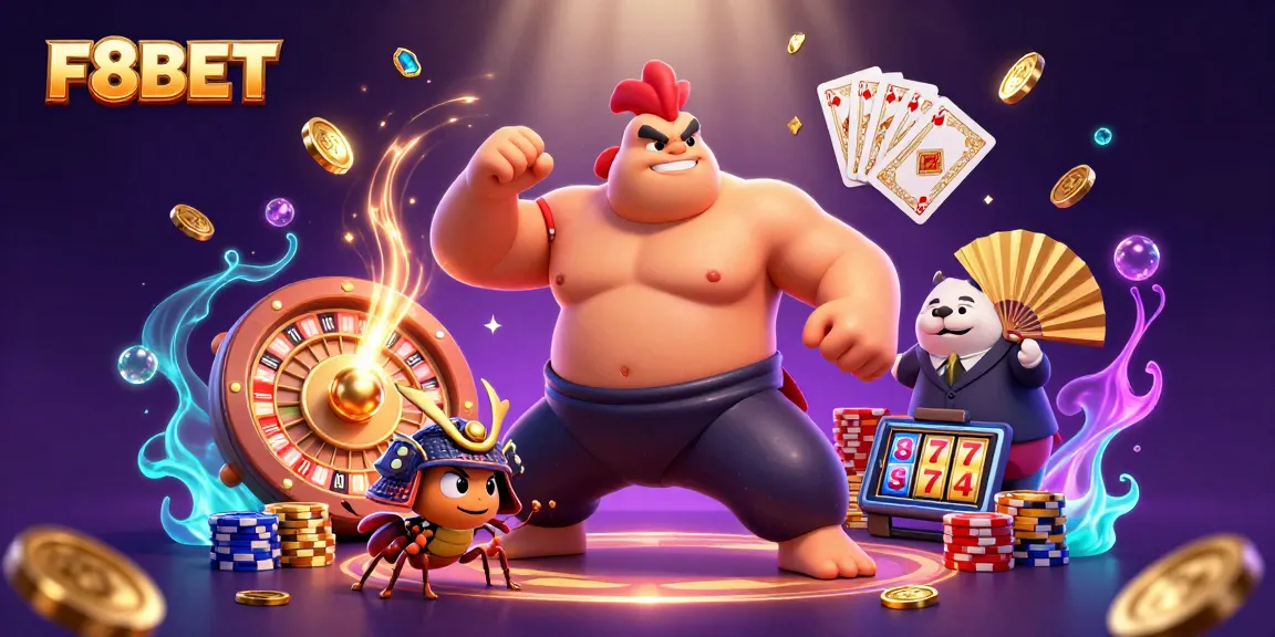 F8BET offers thrilling gaming experiences with a powerful sumo rooster and fierce samurai cricket.