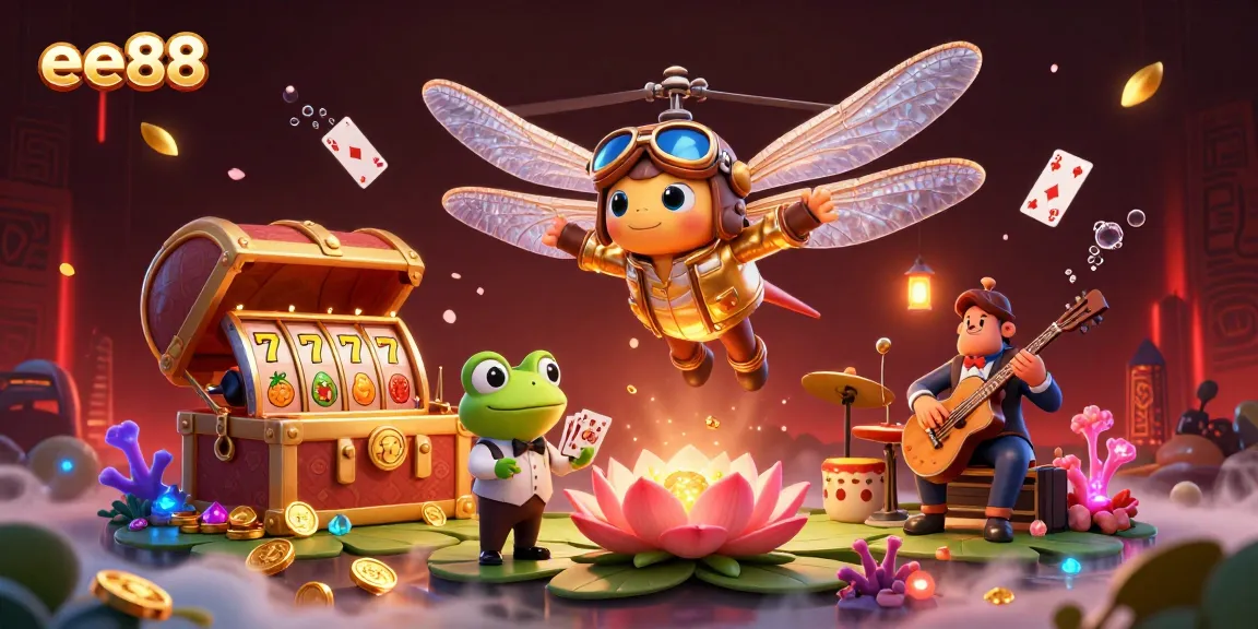 Experience thrilling slots action with ee88, featuring vibrant casino elements and lively gaming characters.