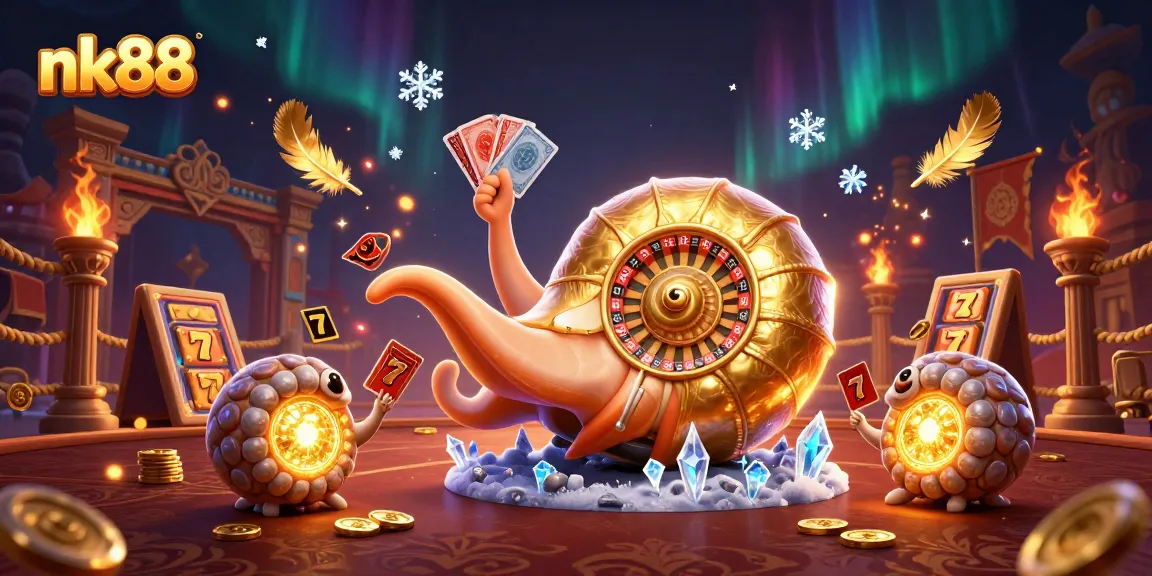 Spin the nk88 roulette wheel with a 3D ancient nautilus amidst vibrant casino elements