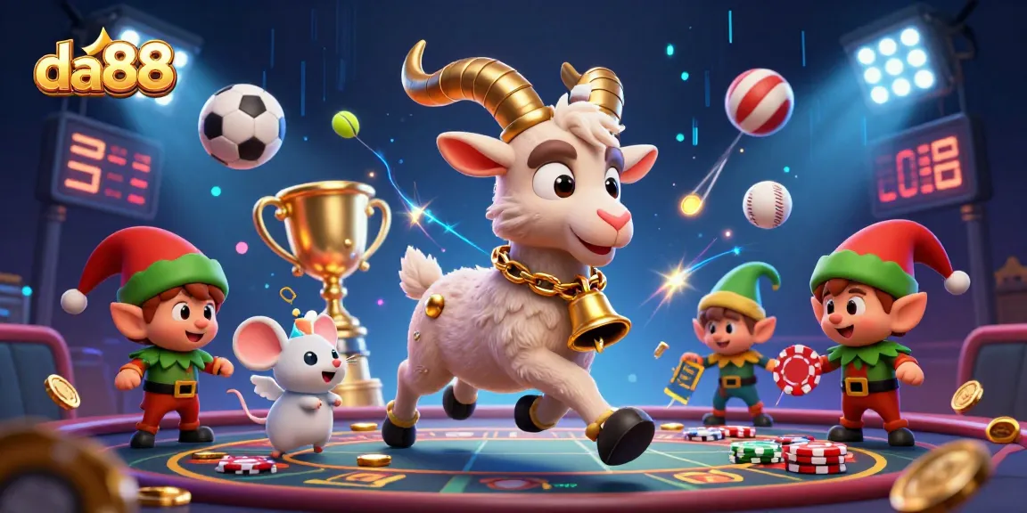 Enter the festive world of da88, with Krampus gaming amongst lively casino elements.