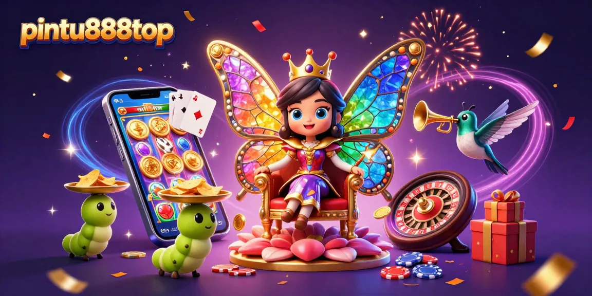 Spin to win at pintu888top with vibrant casino game elements and a magical atmosphere.
