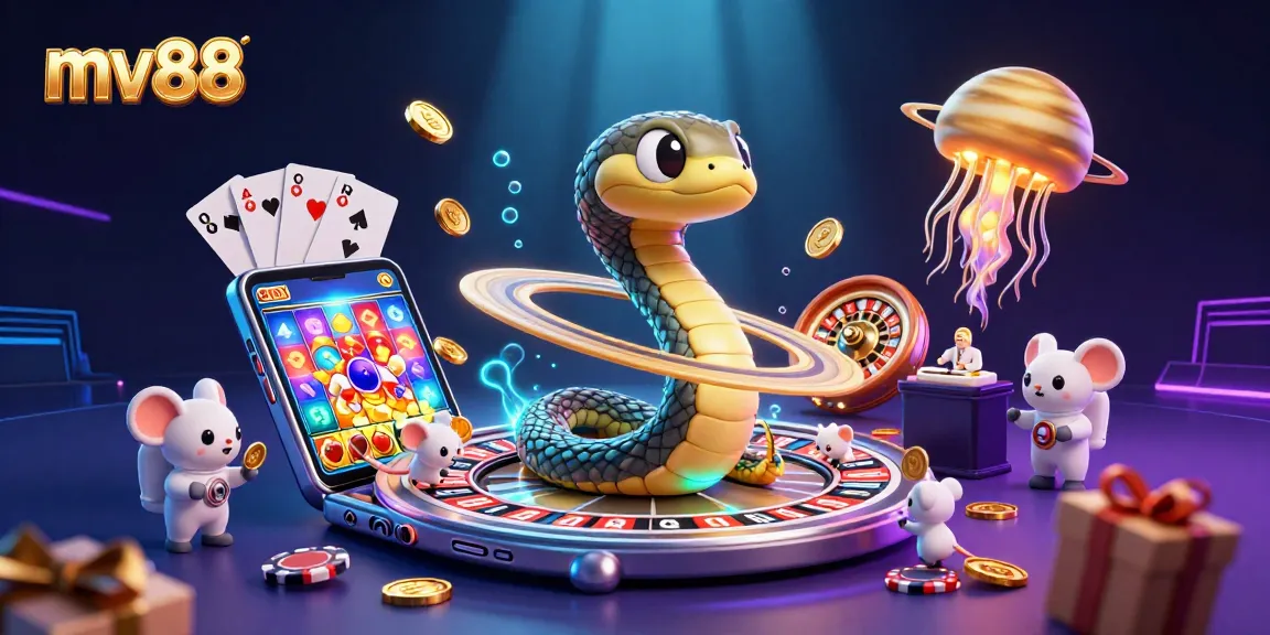 Experience thrilling mv88 gambling with a cosmic roulette scene featuring vibrant casino elements.