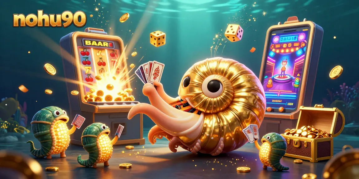 Nohu90 illuminates the underwater casino world with a dynamic jackpot scene featuring golden treasures.