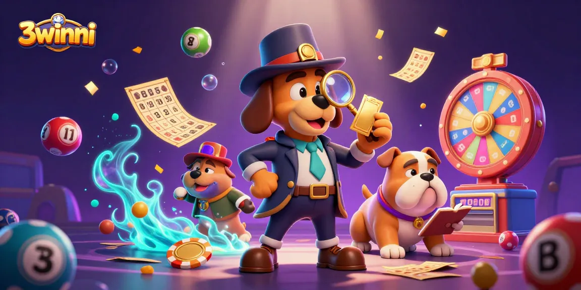 Engage with exciting 3winni gameplay as a detective finds clues among colorful lottery elements.